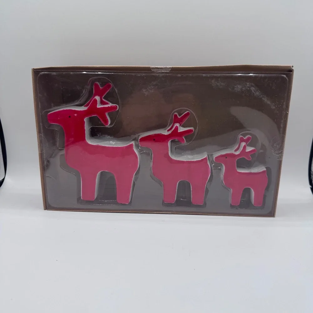 Sullivans Red Ceramic Reindeer Figurines Set of 3 Holiday Decor PN2788
